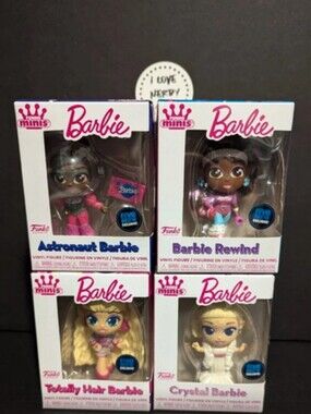 Funko Minis Barbie Collection Bundle of 4 (Astronaut, Crystal,Rewind, Hair) NIB